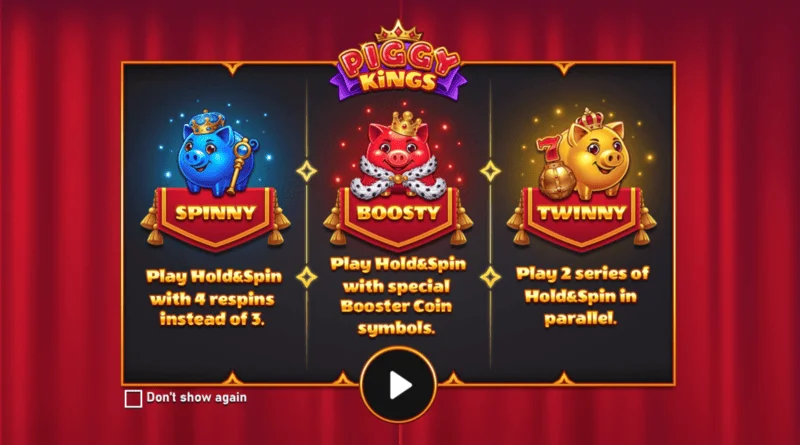 Piggy Kings - glavni ekran sa tri praseta i bubnjevima